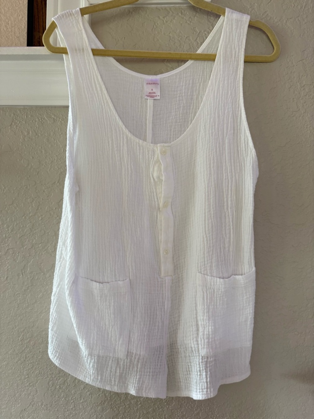 White Sleeveless Button-Front Gauze Romper Coverup - Picture 1 of 3